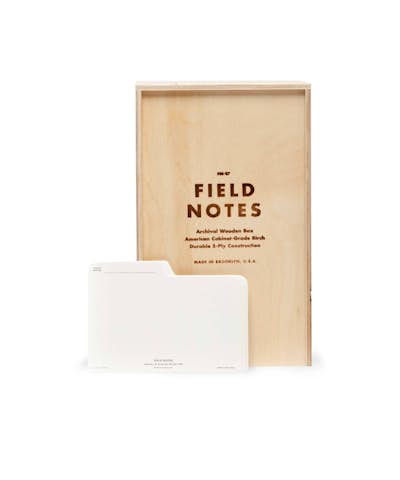 Front of the Archival Wooden Box for storing Field Notes notebooks with 12 divider cards.