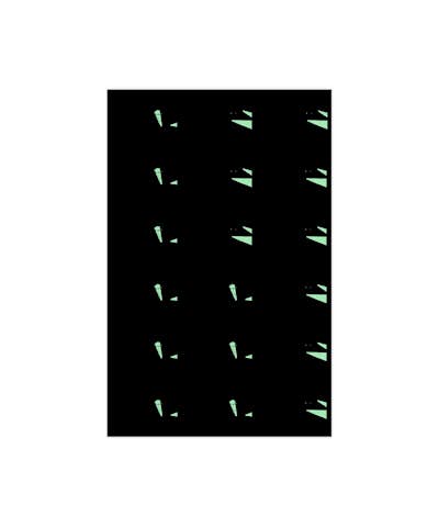 Press Sheet poster of covers for the Haxley Edition memo book showing the glow in the dark areas.