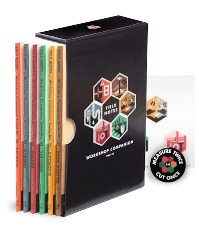 Workshop Companion box set at an angle with the 6 books sticking out and a 1 inch black magnet.