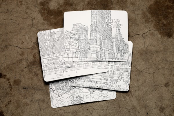 Illustrated notebook covers of the Field Notes Streetscapes Edition
